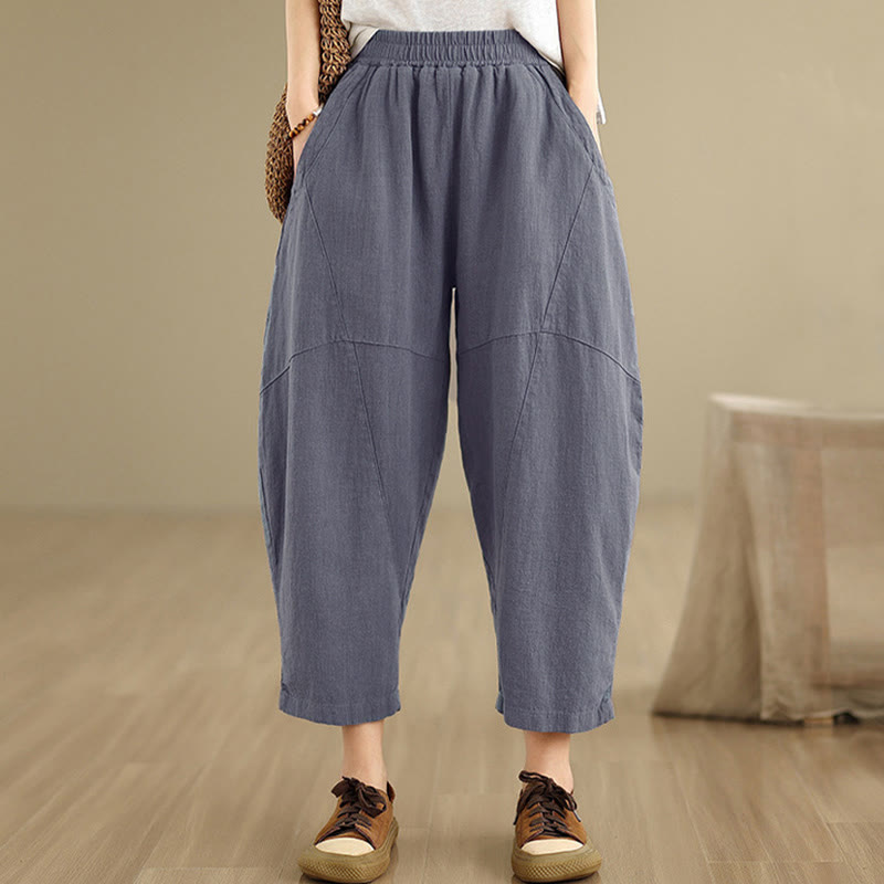 Pantalon harem pour femme, couleur unie, longueur printemps 7-8, avec poches, Buddha Stones - image 14