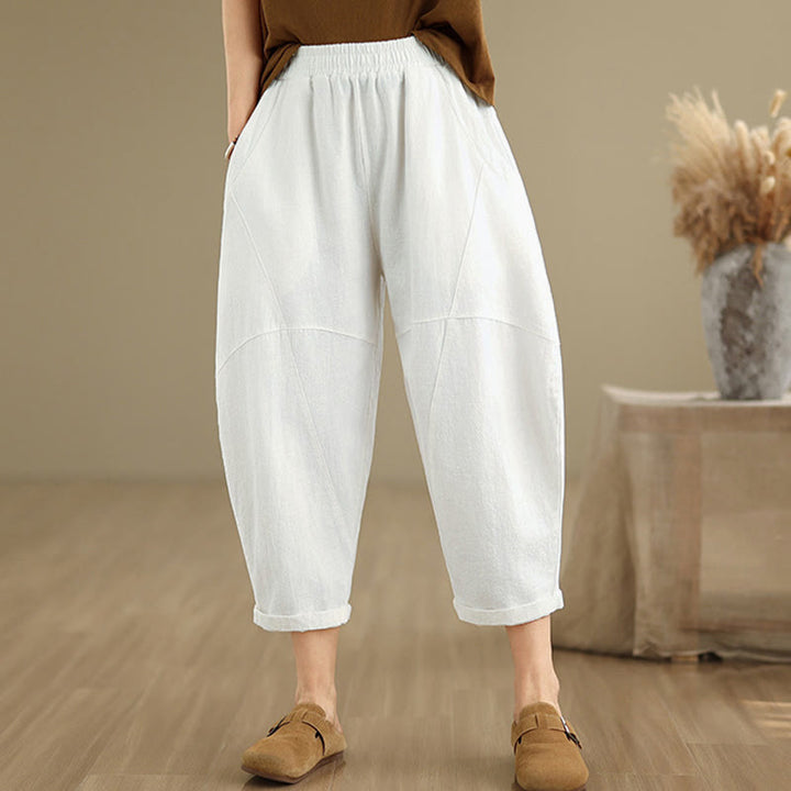 Pantalon harem pour femme, couleur unie, longueur printemps 7-8, avec poches, Buddha Stones - image 22