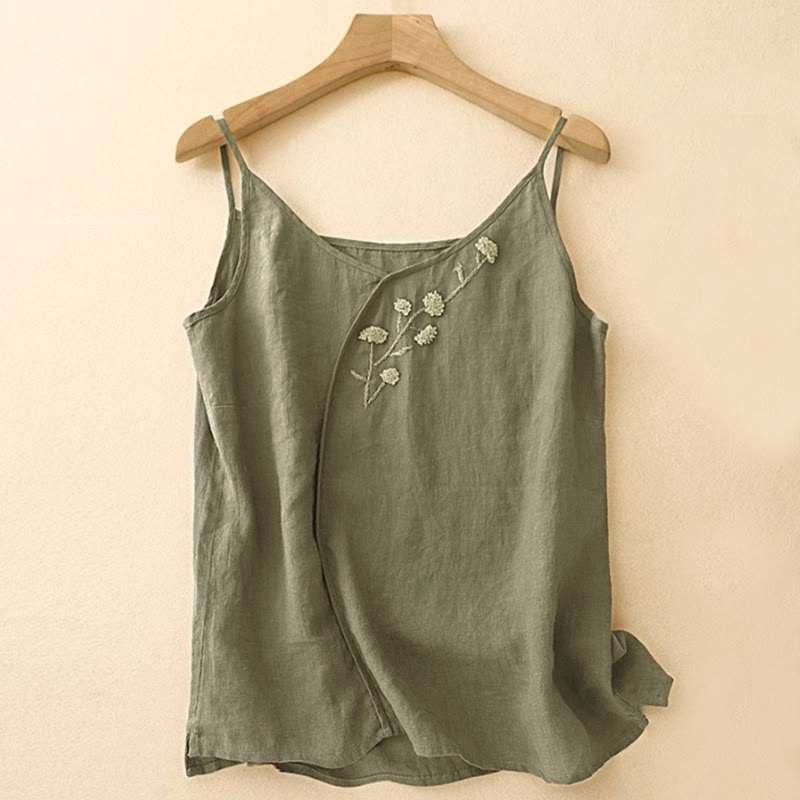 Gilet sans manches pour femme avec broderie ethnique à motifs de Buddha Stones et design asymétrique - Vert olive foncé - US14，UK/AU18，EU46 (4XL) - image 0