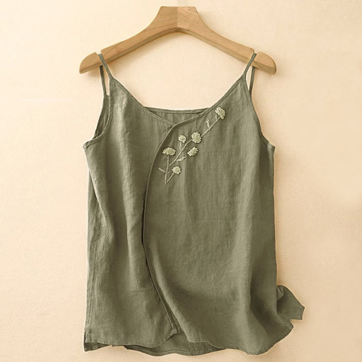 Gilet sans manches pour femme avec broderie ethnique à motifs de Buddha Stones et design asymétrique - Vert olive foncé - US14，UK/AU18，EU46 (4XL) - image 0