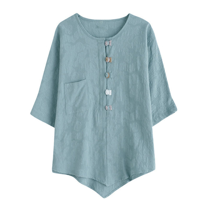 Chemise femme à manches courtes, manches courtes, motif floral coloré et grenouille , Buddha Stones - image 2