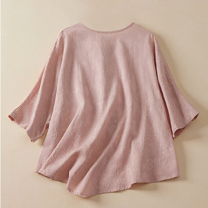 Chemise femme à manches courtes, manches courtes, motif floral coloré et grenouille , Buddha Stones - image 4