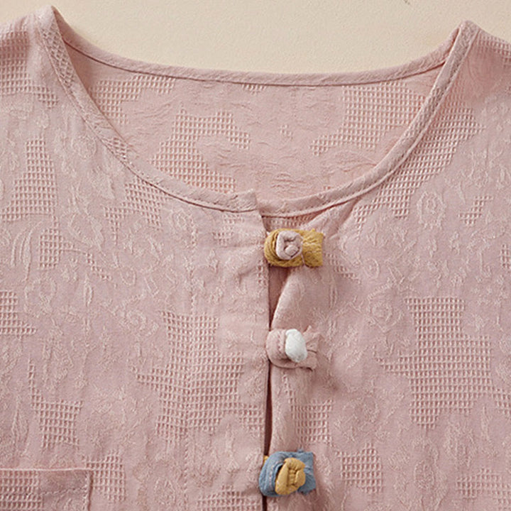Chemise femme à manches courtes, manches courtes, motif floral coloré et grenouille , Buddha Stones - image 5