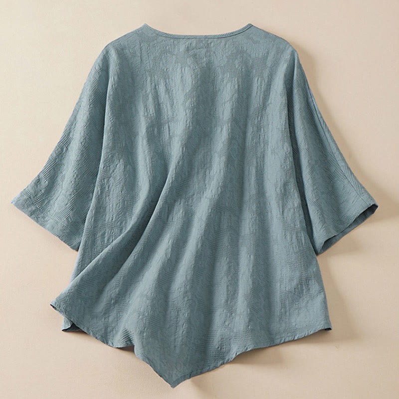 Chemise femme à manches courtes, manches courtes, motif floral coloré et grenouille , Buddha Stones - image 1