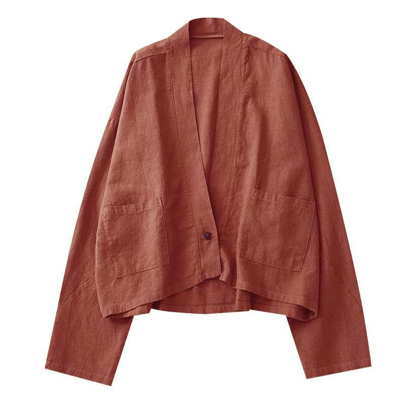 Veste courte décontractée vintage à manches longues, ouverte sur le devant et dotée de poches , de la Buddha Stones - image 12