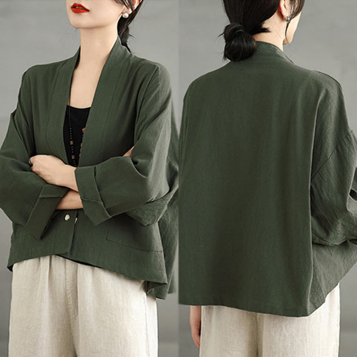Veste courte décontractée vintage à manches longues, ouverte sur le devant et dotée de poches , de la Buddha Stones - image 18