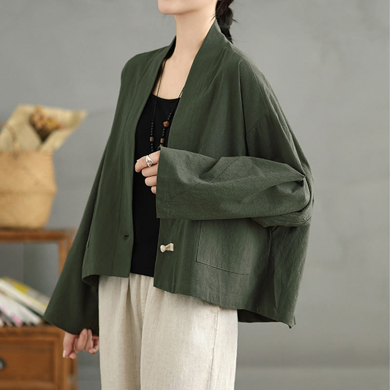 Veste courte décontractée vintage à manches longues, ouverte sur le devant et dotée de poches , de la Buddha Stones - image 17