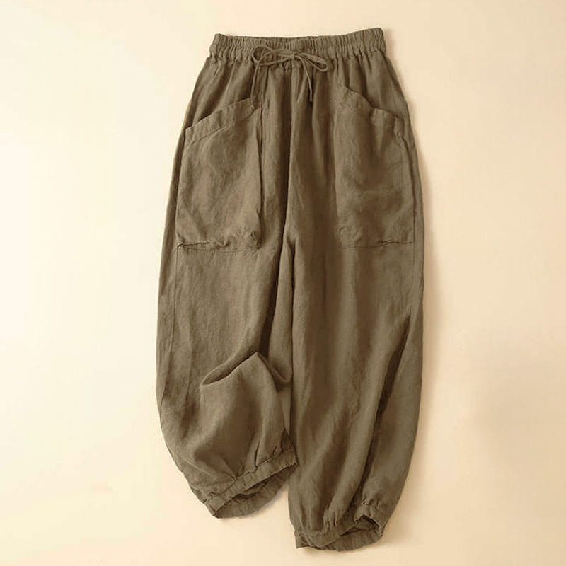Pantalon Capri uni à poches Buddha Stones Commute pour femme - Tanné - US8-10，UK/AU12-14，EU40-42 (2XL) - image 0