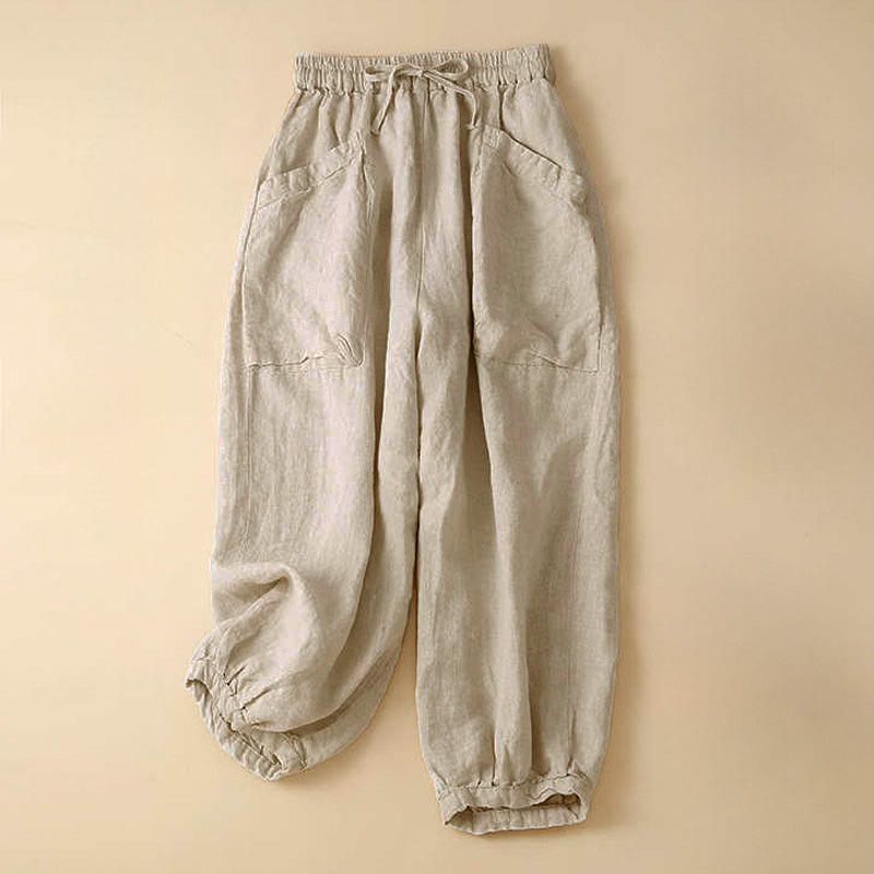 Pantalon Capri uni à poches Buddha Stones Commute pour femme - Beige - US8-10，UK/AU12-14，EU40-42 (2XL) - image 11