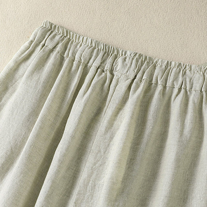 Buddha Stones Pantalon d'été décontracté en lin uni à cordon de serrage et jambes larges avec poches, longueur cheville. - image 10