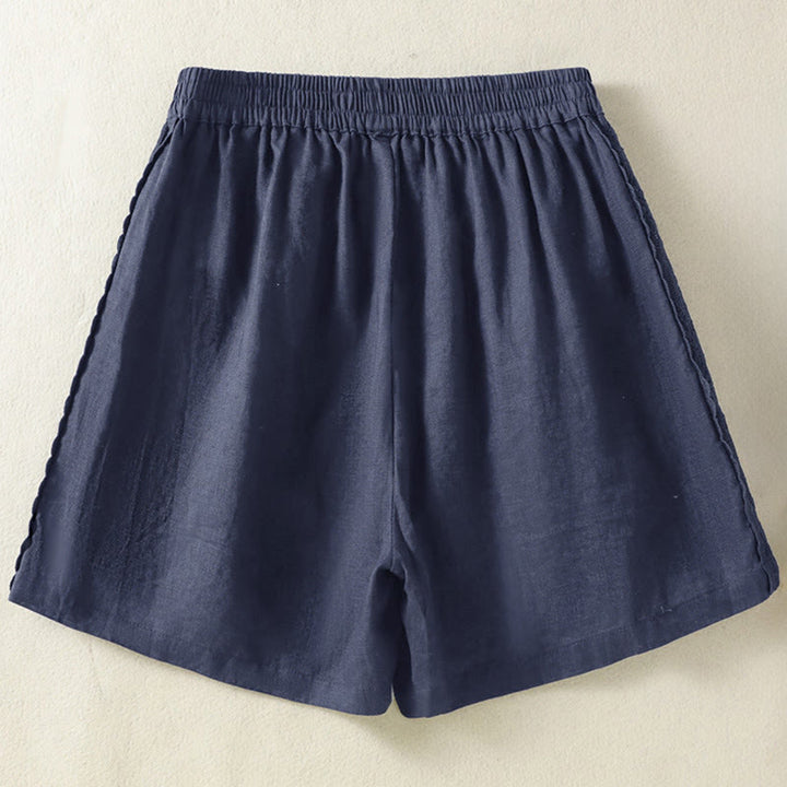 Buddha Stones Short d'été bohème décontracté pour femme, uni, avec dentelle décorative sur les côtés et poches - image 11
