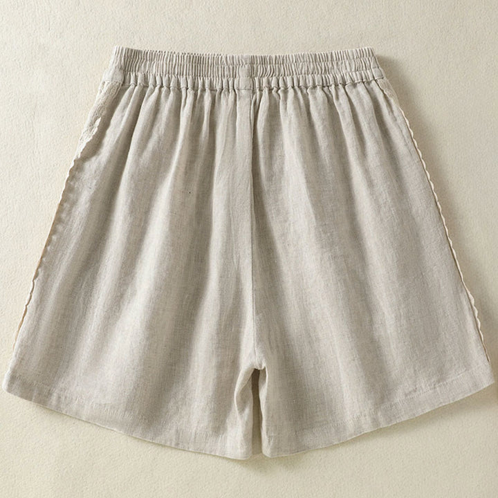Buddha Stones Short d'été bohème décontracté pour femme, uni, avec dentelle décorative sur les côtés et poches - image 22