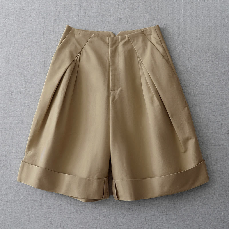 Buddha Stones Short d'été minimaliste et élégant pour femme, avec fermeture éclair et poches. - Tanné - US8-10, UK/AU12-14, EU40-42 (2XL) - image 0