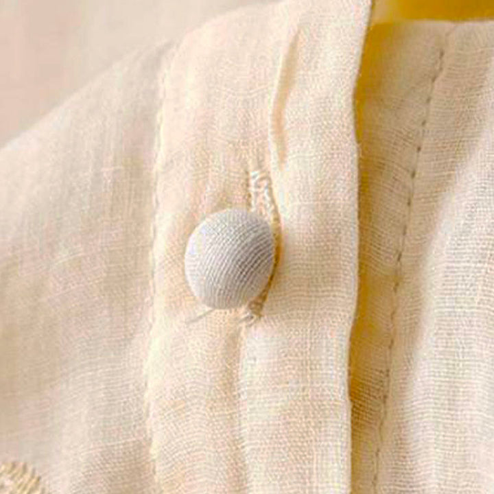 Chemise à manches courtes et col rond pour femme, ornée de pétales brodés et de Buddha Stones - image 5