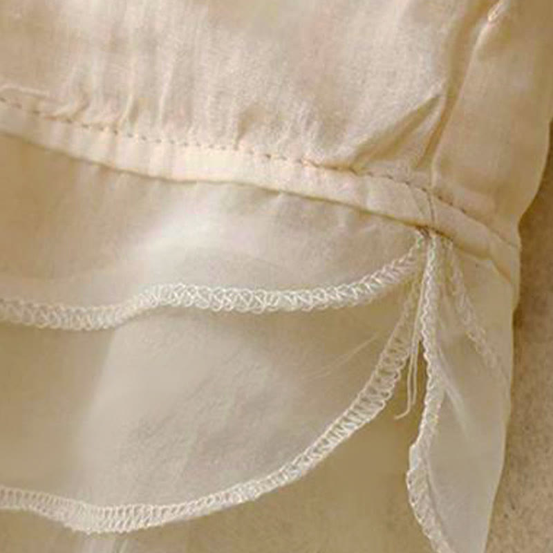 Chemise à manches courtes et col rond pour femme, ornée de pétales brodés et de Buddha Stones - image 6