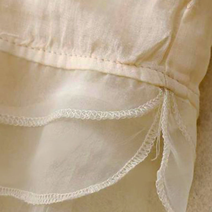 Chemise à manches courtes et col rond pour femme, ornée de pétales brodés et de Buddha Stones - image 6