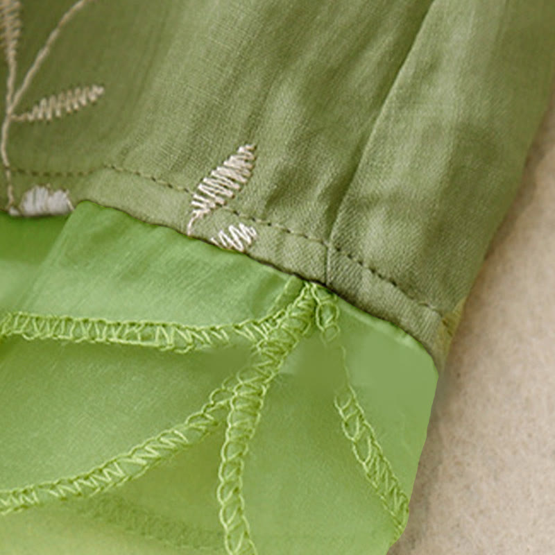 Chemise à manches courtes et col rond pour femme, ornée de pétales brodés et de Buddha Stones - image 16