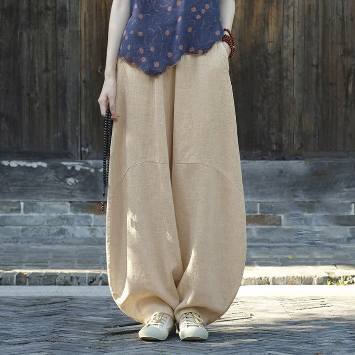 Buddha Stones harem ample style zen yoga tai-chi pour femme - Beige (doublure polaire) - US8-10，UK/AU12-14，EU40-42 (L)  - image 0