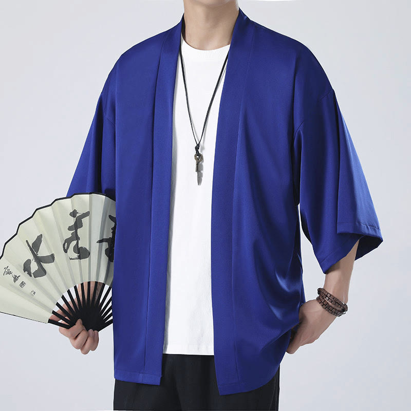 Kimono pour homme, couleur unie, motif Buddha Stones , ouvert sur le devant - image 22
