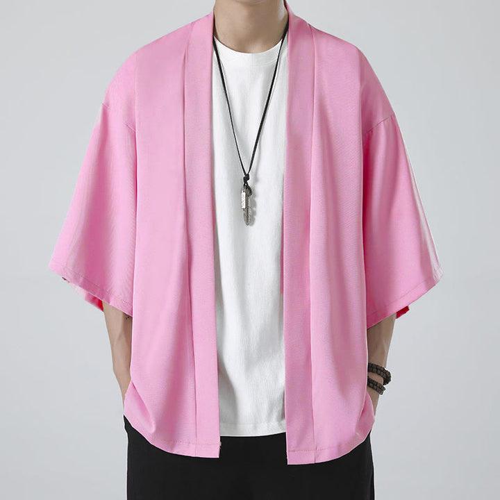 Kimono pour homme, couleur unie, motif Buddha Stones , ouvert sur le devant - image 18