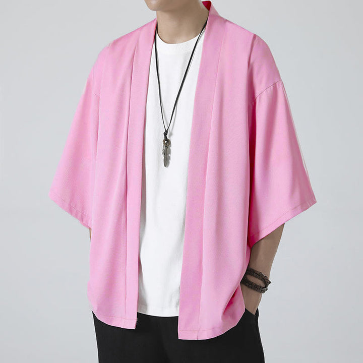 Kimono pour homme, couleur unie, motif Buddha Stones , ouvert sur le devant - image 19