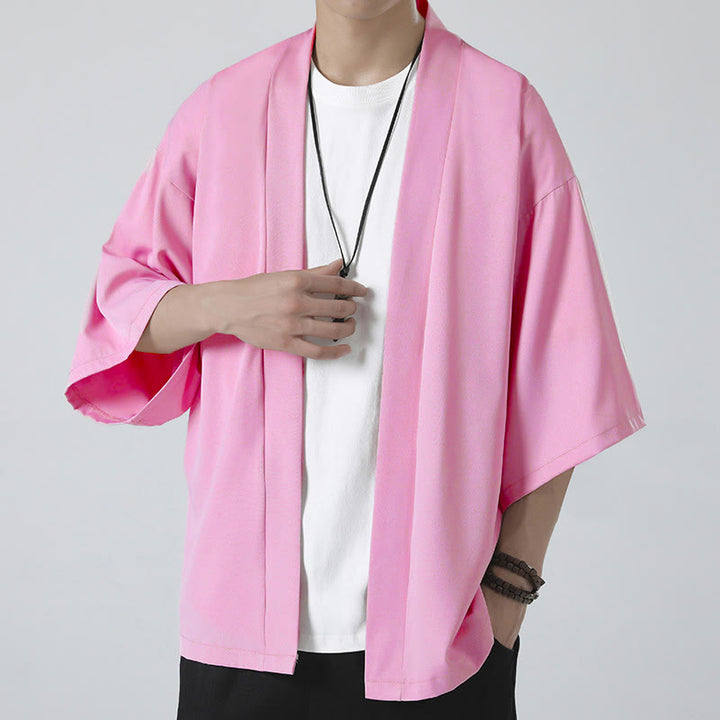 Kimono pour homme, couleur unie, motif Buddha Stones , ouvert sur le devant - Rose (veste seulement) - US/UK/AU46，EU56 (5XL) - image 17