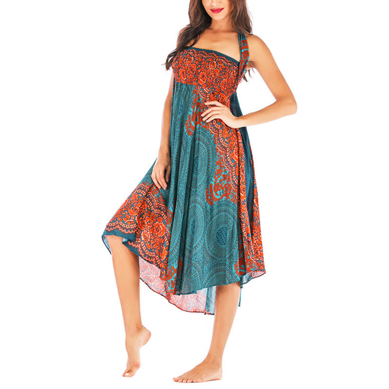 Robe bohème à lacets et fleurs rose des vents, style deux-en-un, avec Buddha Stones - image 2