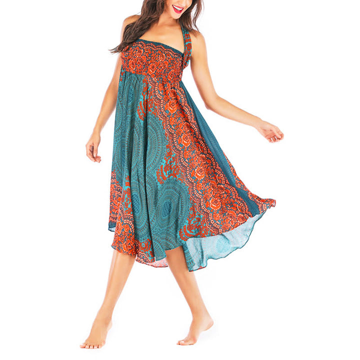 Robe bohème à lacets et fleurs rose des vents, style deux-en-un, avec Buddha Stones - image 8