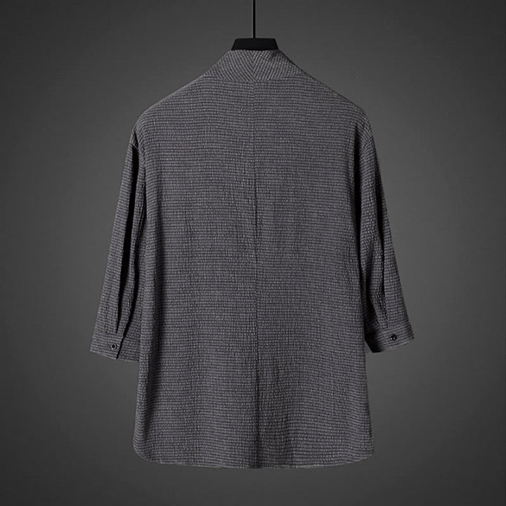 Chemise décontractée à col en V et manches trois-quarts pour homme avec Buddha Stones - image 3