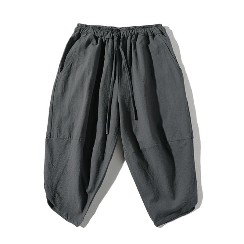 Ensemble de vêtements de méditation pour homme Buddha Stones (2 pièces) : T-shirt uni à col cranté, short large à poches. - image 3