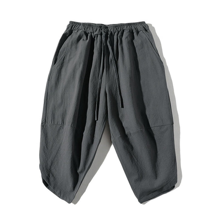 Ensemble de vêtements de méditation pour homme Buddha Stones (2 pièces) : T-shirt uni à col cranté, short large à poches. - image 3