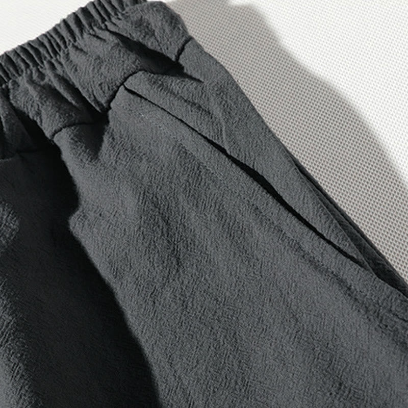 Ensemble de vêtements de méditation pour homme Buddha Stones (2 pièces) : T-shirt uni à col cranté, short large à poches. - image 13
