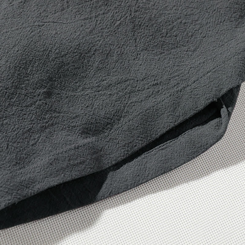 Ensemble de vêtements de méditation pour homme Buddha Stones (2 pièces) : T-shirt uni à col cranté, short large à poches. - image 11