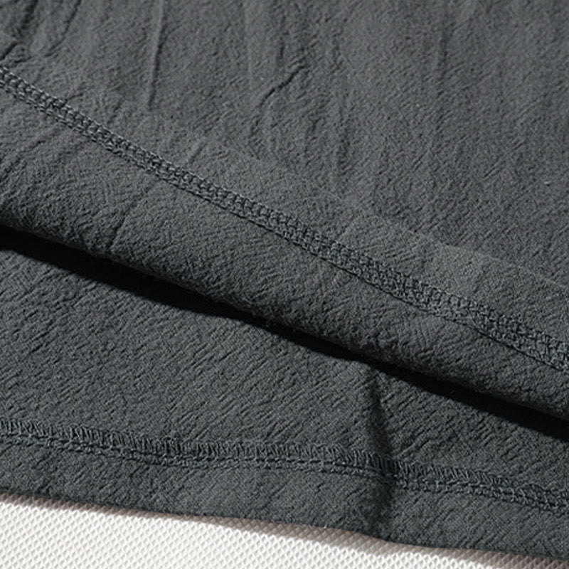 Ensemble de vêtements de méditation pour homme Buddha Stones (2 pièces) : T-shirt uni à col cranté, short large à poches. - image 10