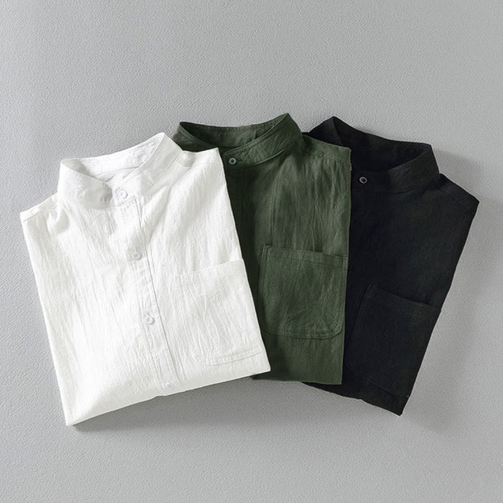 Chemise homme vintage décontractée à manches trois-quarts, coupe simple boutonnage, avec poche, motif Buddha Stones - image 17