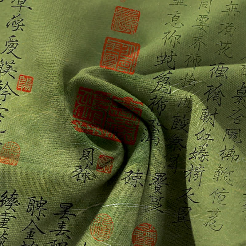 Buddha Stones Pantalon large pour femme en coton et lin à motif d'écriture vintage, taille élastique et poches - image 3
