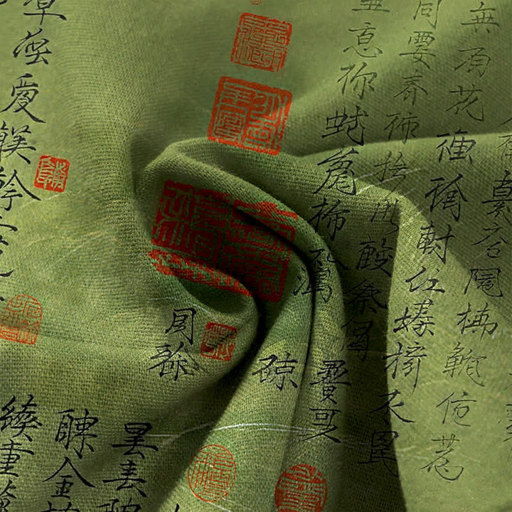 Buddha Stones Pantalon large pour femme en coton et lin à motif d'écriture vintage, taille élastique et poches - image 3