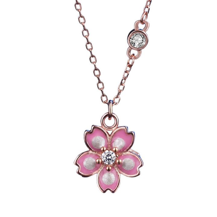 Collier avec pendentif rotatif en argent sterling 925 en forme de fleur de cerisier avec Buddha Stones - image 6