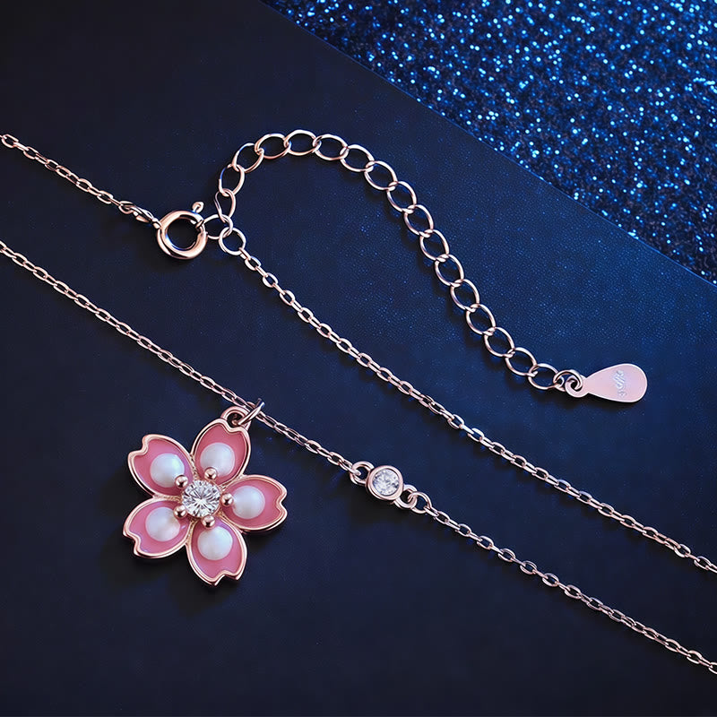 Collier avec pendentif rotatif en argent sterling 925 en forme de fleur de cerisier avec Buddha Stones - image 4