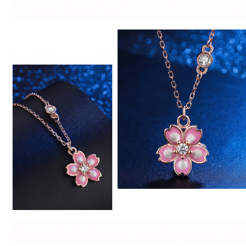 Collier avec pendentif rotatif en argent sterling 925 en forme de fleur de cerisier avec Buddha Stones - image 8