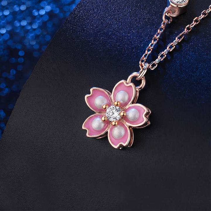Collier avec pendentif rotatif en argent sterling 925 en forme de fleur de cerisier avec Buddha Stones - image 3