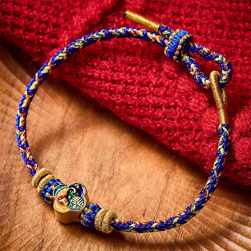Buddha Stones Bracelet en corde tressée à la main représentant un poisson koi et le succès du Fu - Bleu (Tour de poignet : 14-19 cm) - image 16