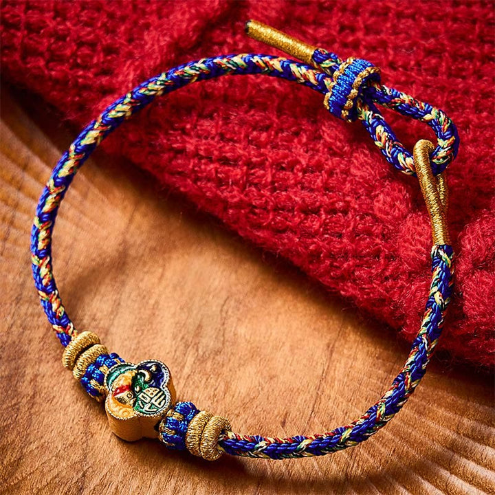 Buddha Stones Bracelet en corde tressée à la main représentant un poisson koi et le succès du Fu - Bleu (Tour de poignet : 14-19 cm) - image 16