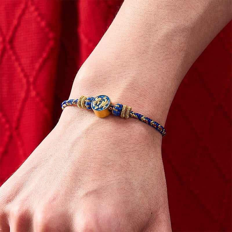 Buddha Stones Bracelet en corde tressée à la main avec double motif de carpes koï dorées, résistant et solide - image 10