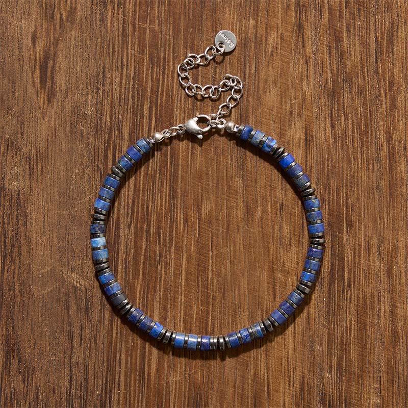Buddha Stones Bracelet de protection en perles de lapis-lazuli et améthyste naturels givrés - image 1