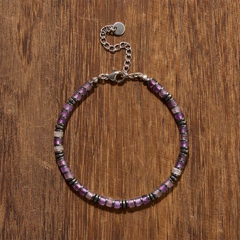 Buddha Stones Bracelet de protection en perles de lapis-lazuli et améthyste naturels givrés - image 6