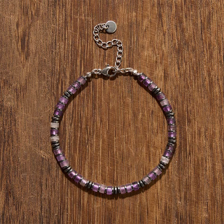 Buddha Stones Bracelet de protection en perles de lapis-lazuli et améthyste naturels givrés - image 6
