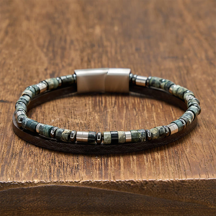 Buddha Stones Bracelet en cuir double tour Lapis Lazuli Truth - Amazonite (Tour de poignet : 19-20 cm) - image 8