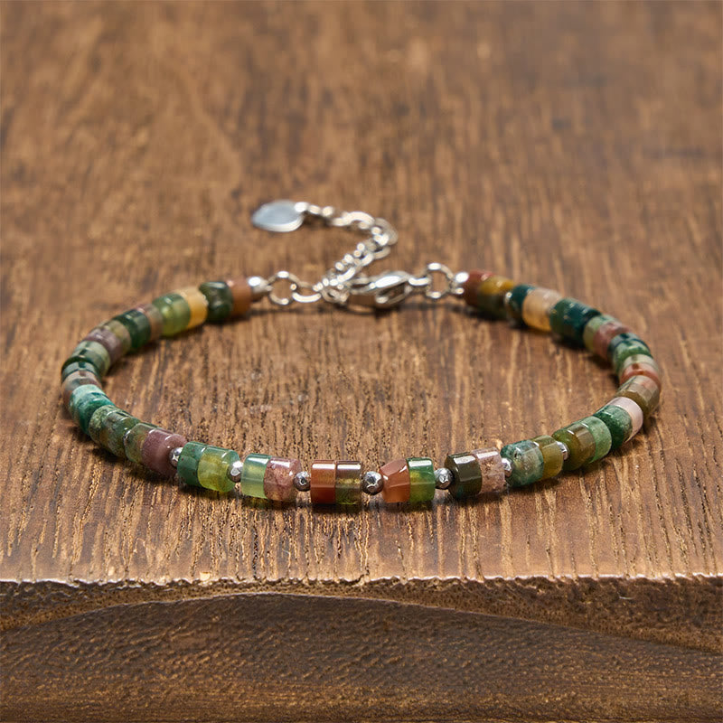 Buddha Stones Bracelet à perles plates apaisantes en améthyste, œil de tigre, quartz rose, jaspe bleu tacheté et obsidienne noire - Agate indienne (Tour de poignet : 16-18 cm) - image 40