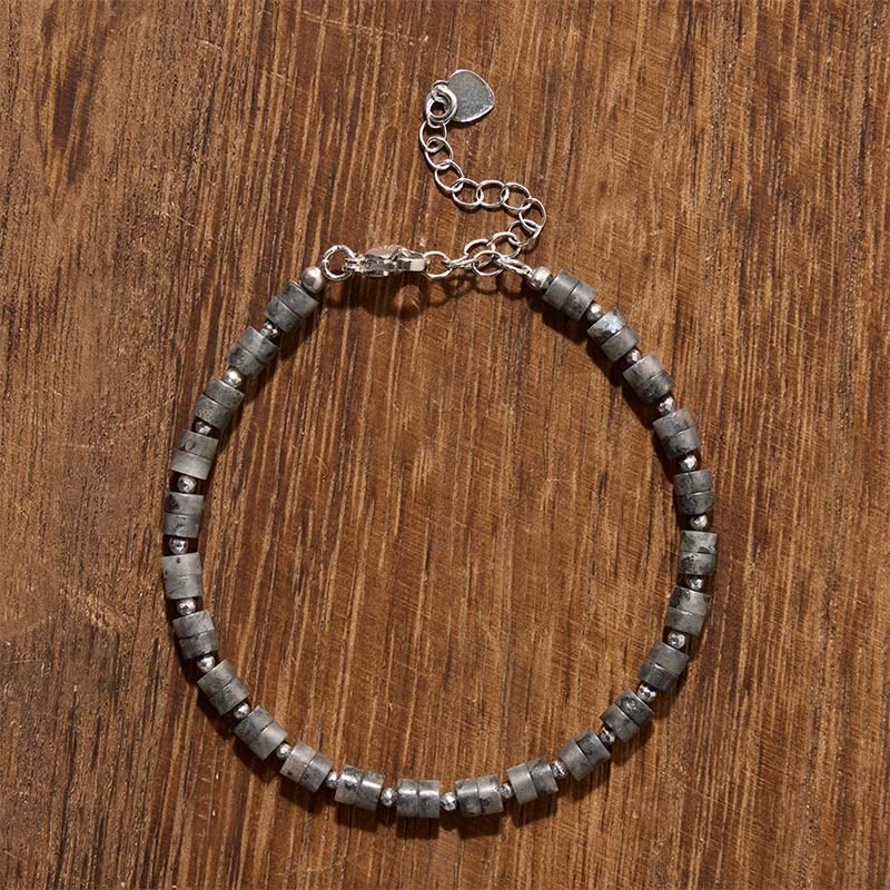 Buddha Stones Bracelet à perles plates apaisantes en améthyste, œil de tigre, quartz rose, jaspe bleu tacheté et obsidienne noire - image 36